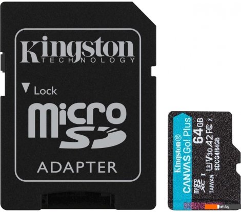  - Карты памяти Kingston Canvas Go! microSDXC 64GB SDCG4/64GB (с адаптером) - Canvas Go! microSDXC 64GB SDCG4/64GB (с адаптером)