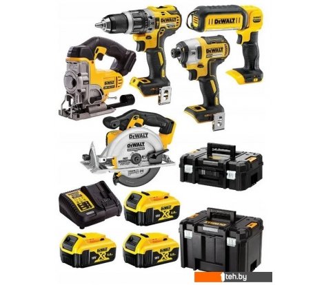 - Наборы электроинструментов DeWalt DCK551P3T (шуруповерт, винтоверт, лобзик, циркулярная пила, 3 АКБ, кейс) - DCK551P3T (шуруповерт, винтоверт, лобзик, циркулярная пила, 3 АКБ, кейс)