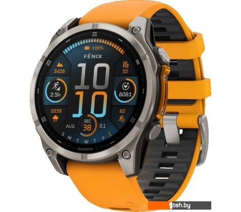  - Умные часы и браслеты Garmin Fenix 8 Sapphire, Titanium 47мм (светло-серый, оранжевый силиконовый ремешок) - Fenix 8 Sapphire, Titanium 47мм (светло-серый, оранжевый силиконовый ремешок)