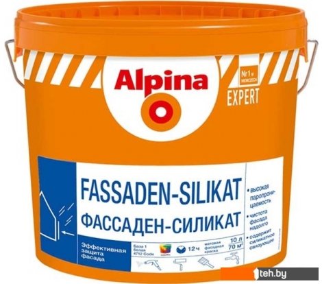 - Краски и эмали Alpina Expert Fassaden-Silikat База 1 (10 л) - Expert Fassaden-Silikat База 1 (10 л)