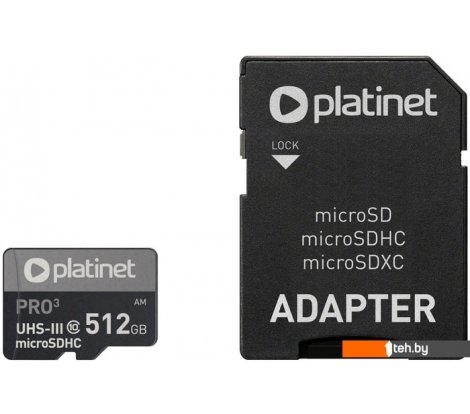  - Карты памяти Platinet Pro 3 microSDXC PMMSDX512UIII 512GB + адаптер - Pro 3 microSDXC PMMSDX512UIII 512GB + адаптер