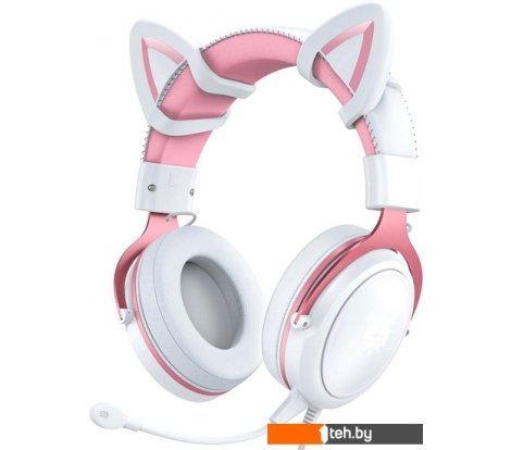 - Наушники и гарнитуры Onikuma X10 (белый/розовый, с ушками) - X10 (белый/розовый, с ушками)