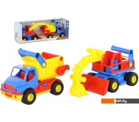  - Игрушечный транспорт Полесье КонсТрак автомобиль-самосвал + экскаватор колёсный 40855 - КонсТрак автомобиль-самосвал + экскаватор колёсный 40855