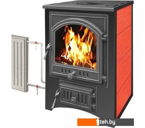  - Дровяные камины, печи-камины, порталы Везувий ПК-01(205) 12 кВт (с плитой и т/о, красный) - ПК-01(205) 12 кВт (с плитой и т/о, красный)