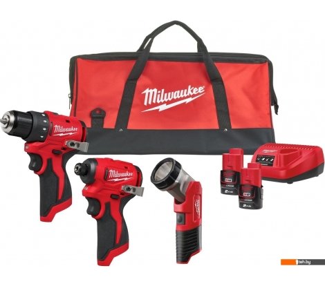  - Наборы электроинструментов Milwaukee M12 BLPP3A-202B 4933499694 (шуруповерт, винтоверт, фонарь, 2 АКБ, сумка) - M12 BLPP3A-202B 4933499694 (шуруповерт, винтоверт, фонарь, 2 АКБ, сумка)