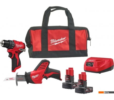  - Наборы электроинструментов Milwaukee M12 BLPP2A-402B 4933499692 (шуруповерт, сабельная пила, 2 АКБ, сумка) - M12 BLPP2A-402B 4933499692 (шуруповерт, сабельная пила, 2 АКБ, сумка)