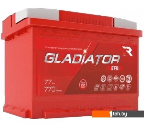 - Автомобильные аккумуляторы Gladiator EFB 77 R+ (77 А·ч) - EFB 77 R+ (77 А·ч)