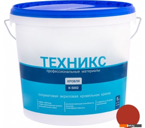  - Краски и эмали Техникс Для кровли К-5002 5 кг (красный) - Для кровли К-5002 5 кг (красный)