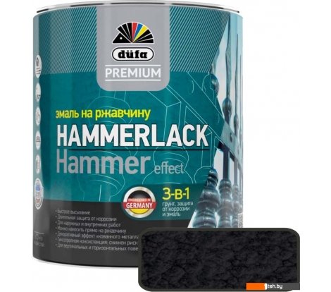  - Краски и эмали Dufa Premium Hammerlack на ржавчину молотковая (750 мл, черный) - Premium Hammerlack на ржавчину молотковая (750 мл, черный)