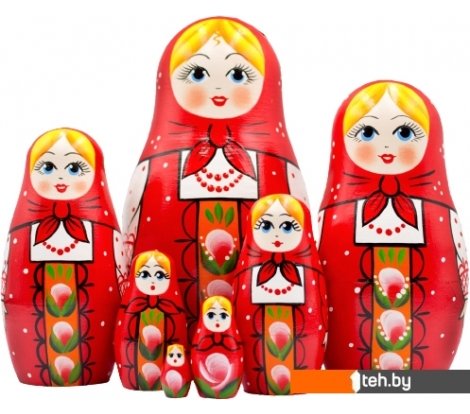  - Развивающие игрушки Брестская Фабрика Сувениров В красном платке и сарафане с орнаментом (набор 7 шт) - В красном платке и сарафане с орнаментом (набор 7 шт)