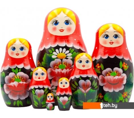  - Развивающие игрушки Брестская Фабрика Сувениров В красном платке с ромашками и маками (набор 7 шт) - В красном платке с ромашками и маками (набор 7 шт)