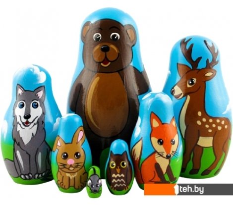  - Развивающие игрушки Брестская Фабрика Сувениров Матрешка Лесные животные (набор 7 шт) - Матрешка Лесные животные (набор 7 шт)