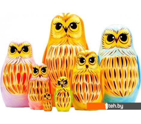  - Развивающие игрушки Брестская Фабрика Сувениров Матрешка Совушки (набор 7 шт) - Матрешка Совушки (набор 7 шт)
