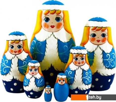  - Развивающие игрушки Брестская Фабрика Сувениров Новогодние матрешки для детей в виде снегурочки (набор 7 шт) - Новогодние матрешки для детей в виде снегурочки (набор 7 шт)