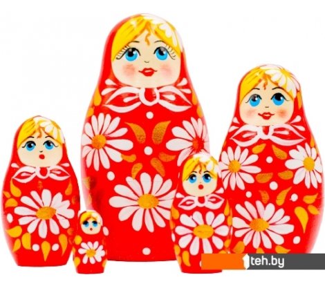  - Развивающие игрушки Брестская Фабрика Сувениров В красном наряде с ромашками (набор 5 шт) - В красном наряде с ромашками (набор 5 шт)