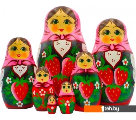  - Развивающие игрушки Брестская Фабрика Сувениров Девушка с клубникой и в розовом платке (набор 7 шт) - Девушка с клубникой и в розовом платке (набор 7 шт)