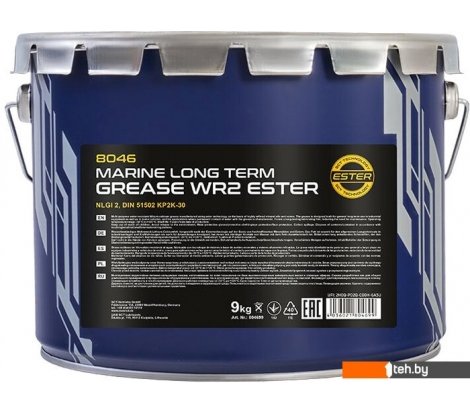- Смазки, пасты и очистители для механических, электрических узлов Mannol WR-2 Marine Long Term Grease 9 кг 8046 - WR-2 Marine Long Term Grease 9 кг 8046
