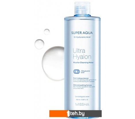  - Косметика по уходу за лицом Missha Мицеллярная вода Super Aqua Ultra Hyaluron Cleansing Water 500 мл - Мицеллярная вода Super Aqua Ultra Hyaluron Cleansing Water 500 мл