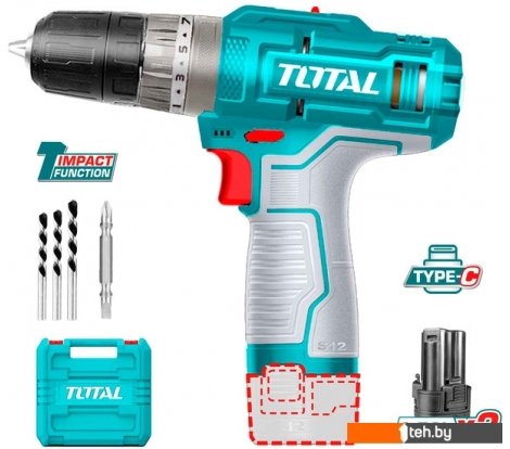  - Шуруповерты, гайковерты, электроотвертки Total TIDLI12202 (с 2-мя АКБ, кейс, набор оснастки, без ЗУ) - TIDLI12202 (с 2-мя АКБ, кейс, набор оснастки, без ЗУ)