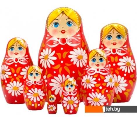  - Развивающие игрушки Брестская Фабрика Сувениров В красном наряде с ромашками (набор 7 шт) - В красном наряде с ромашками (набор 7 шт)