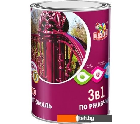- Краски и эмали Olecolor 3 в 1 по ржавчине 4 кг (серый) - 3 в 1 по ржавчине 4 кг (серый)