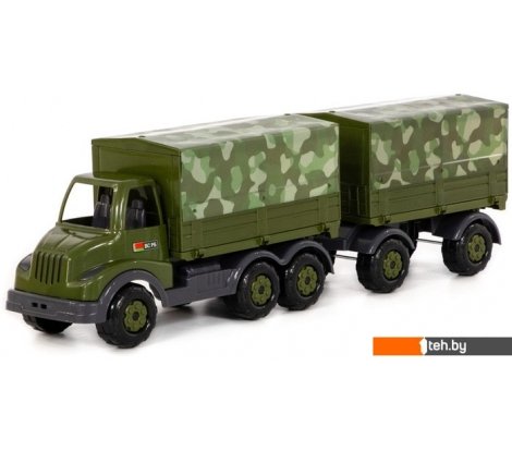  - Игрушечный транспорт Полесье Муромец автомобиль бортовой тентовый военный с прицепом РБ 49100 - Муромец автомобиль бортовой тентовый военный с прицепом РБ 49100