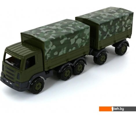  - Игрушечный транспорт Полесье Престиж автомобиль бортовой тентовый военный с прицепом РБ 49155 - Престиж автомобиль бортовой тентовый военный с прицепом РБ 49155