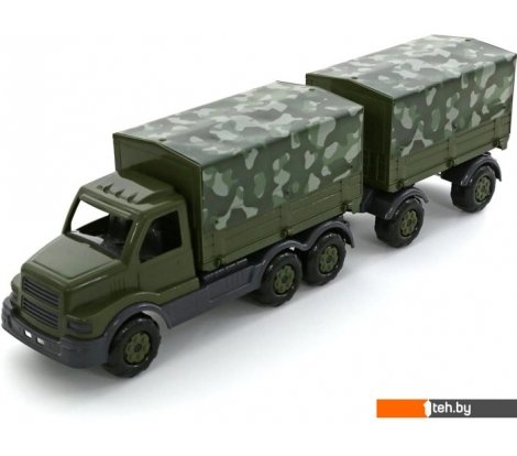  - Игрушечный транспорт Полесье Сталкер автомобиль бортовой тентовый военный с прицепом РБ 49209 - Сталкер автомобиль бортовой тентовый военный с прицепом РБ 49209