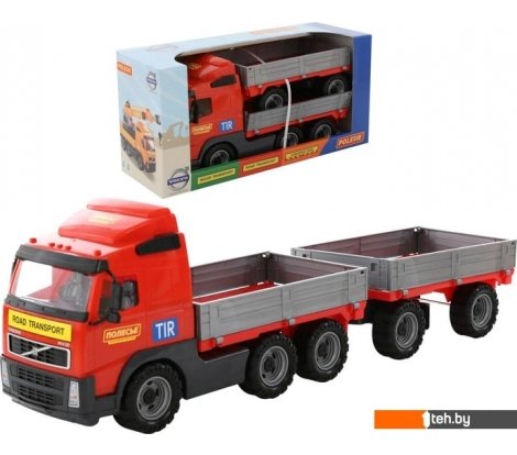  - Игрушечный транспорт Полесье Volvo автомобиль бортовой с прицепом 9722 - Volvo автомобиль бортовой с прицепом 9722