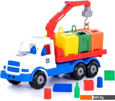 - Игрушечный транспорт Полесье Сталкер автомобиль-контейнеровоз 90379 (белый/синий/красный) - Сталкер автомобиль-контейнеровоз 90379 (белый/синий/красный)