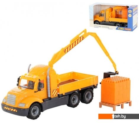  - Игрушечный транспорт Полесье Майк автомобиль-кран с манипулятором + конструктор 30 эл. 55590 - Майк автомобиль-кран с манипулятором + конструктор 30 эл. 55590