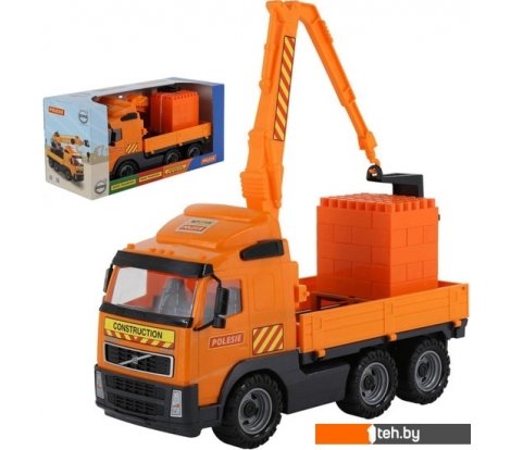  - Игрушечный транспорт Полесье Volvo автомобиль-кран с манипулятором + конструктор 30 эл. 9586 - Volvo автомобиль-кран с манипулятором + конструктор 30 эл. 9586