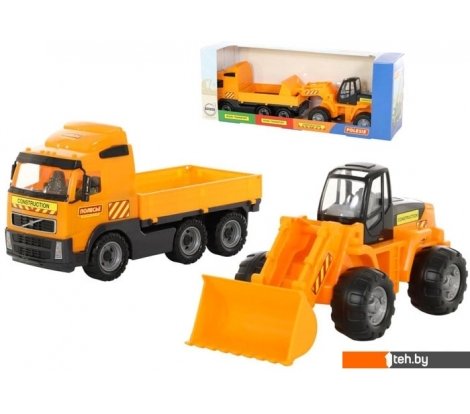 - Игрушечный транспорт Полесье Volvo автомобиль бортовой + трактор-погрузчик 2371 - Volvo автомобиль бортовой + трактор-погрузчик 2371