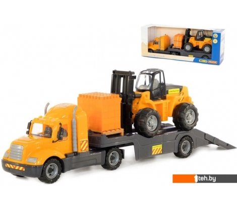  - Игрушечный транспорт Полесье Майк автомобиль-трейлер + автокар + конструктор 30 эл. 55699 - Майк автомобиль-трейлер + автокар + конструктор 30 эл. 55699