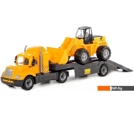 - Игрушечный транспорт Полесье Майк автомобиль-трейлер + трактор-погрузчик 55736 - Майк автомобиль-трейлер + трактор-погрузчик 55736