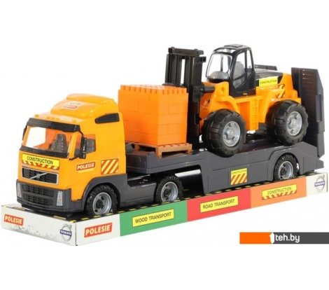 - Игрушечный транспорт Полесье Volvo автомобиль-трейлер + автокар + конструктор 30 эл. 58409 - Volvo автомобиль-трейлер + автокар + конструктор 30 эл. 58409