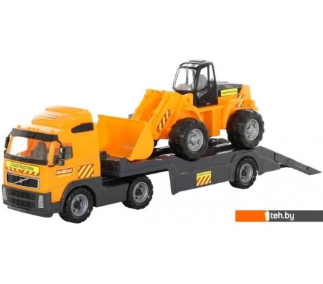 - Игрушечный транспорт Полесье Volvo автомобиль-трейлер + трактор-погрузчик 8831 - Volvo автомобиль-трейлер + трактор-погрузчик 8831