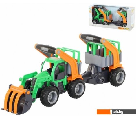 - Игрушечный транспорт Полесье ГрипТрак Трактор-погрузчик с полуприцепом для животных 37398 - ГрипТрак Трактор-погрузчик с полуприцепом для животных 37398