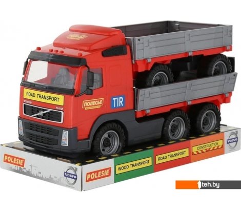 - Игрушечный транспорт Полесье Volvo автомобиль бортовой с прицепом 58270 - Volvo автомобиль бортовой с прицепом 58270