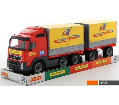 - Игрушечный транспорт Полесье Volvo автомобиль бортовой тентовый с прицепом 58294 - Volvo автомобиль бортовой тентовый с прицепом 58294