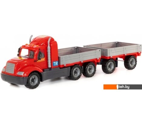 - Игрушечный транспорт Полесье Майк автомобиль бортовой с прицепом 55545 - Майк автомобиль бортовой с прицепом 55545