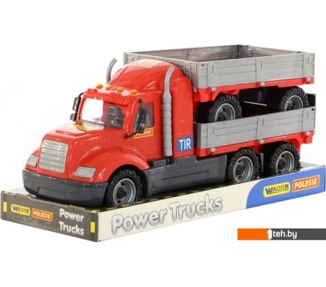 - Игрушечный транспорт Полесье Майк автомобиль бортовой с прицепом 58478 - Майк автомобиль бортовой с прицепом 58478