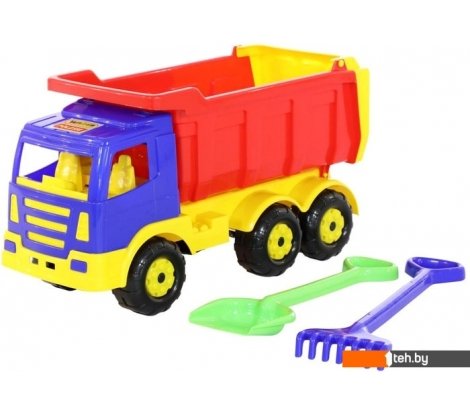 - Игрушечный транспорт Полесье Премиум автомобиль-самосвал + лопата большая грабли большие 9851 - Премиум автомобиль-самосвал + лопата большая грабли большие 9851