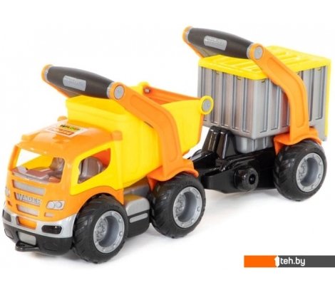 - Игрушечный транспорт Полесье ГрипТрак автомобиль-самосвал с полуприцепом 9432 - ГрипТрак автомобиль-самосвал с полуприцепом 9432
