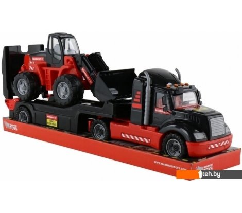 - Игрушечный транспорт Полесье Трейлер + трактор Mammoet (в лотке) 57129 - Трейлер + трактор Mammoet (в лотке) 57129