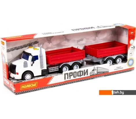  - Игрушечный транспорт Полесье Профи бортовой с прицепом 92557 (красный) - Профи бортовой с прицепом 92557 (красный)