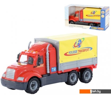- Игрушечный транспорт Полесье Майк автомобиль бортовой тентовый 55552 - Майк автомобиль бортовой тентовый 55552