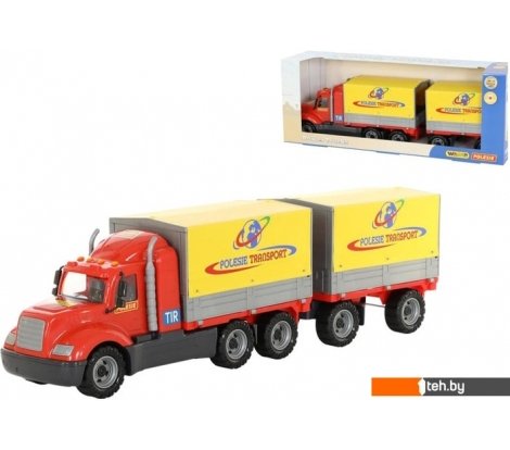 - Игрушечный транспорт Полесье Майк автомобиль бортовой тентовый с прицепом 55576 - Майк автомобиль бортовой тентовый с прицепом 55576