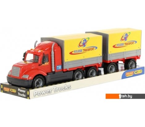 - Игрушечный транспорт Полесье Майк автомобиль бортовой тентовый с прицепом 58492 - Майк автомобиль бортовой тентовый с прицепом 58492
