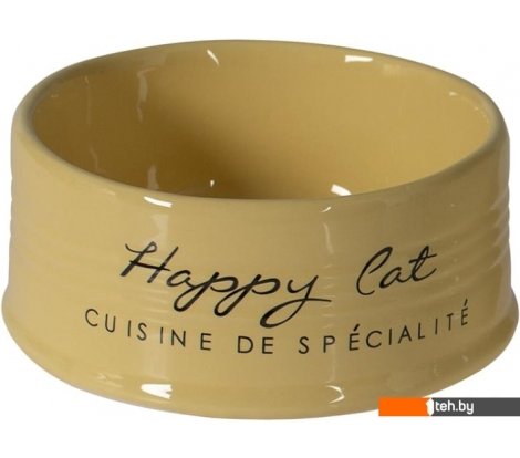  - Миски, поилки, кормушки для животных Duvo Plus Bowl Stone Happy Cat (желтый) - Bowl Stone Happy Cat (желтый)